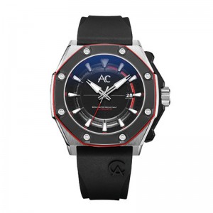 Alexandre Christie AC 9601 Silver Black Rubber Automatic MARTBBA